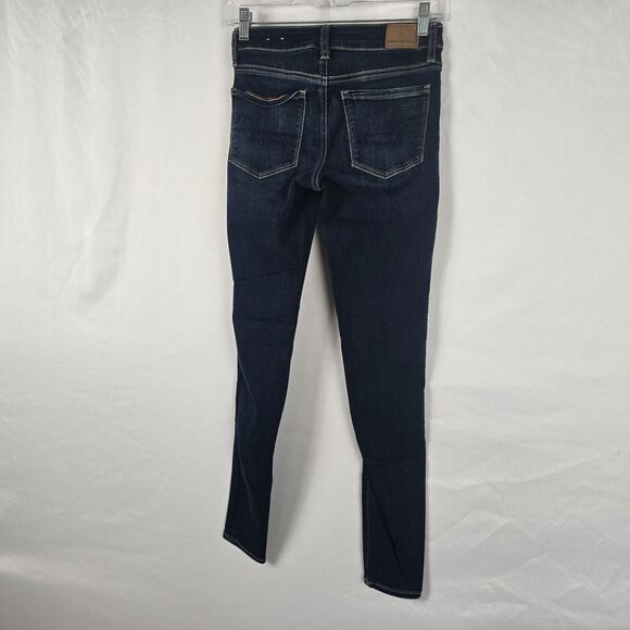 American Eagle Jegging Women's 2 Long Blue Next Level Stretch Dark Wash Ankle - Picture 15 of 16